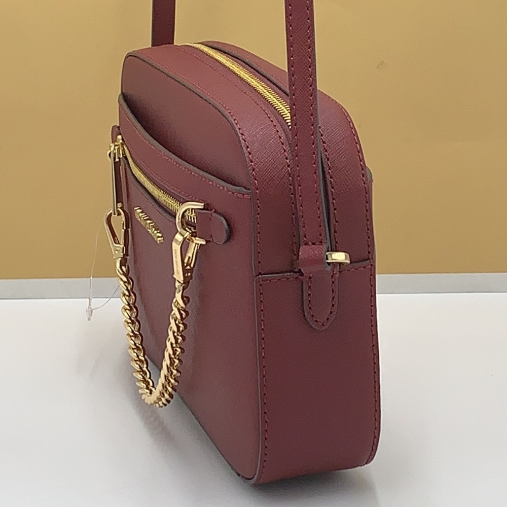 MICHAEL KORS 
Jet Set Large Saffiano Leather Crossbody Bag
Merlot-Dark Cherry - Picture 13 of 16